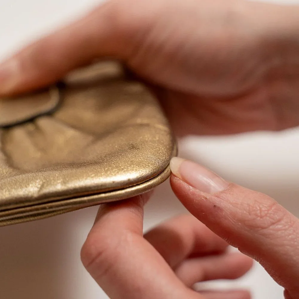 Coach Y2K Gold Leather Wristlet